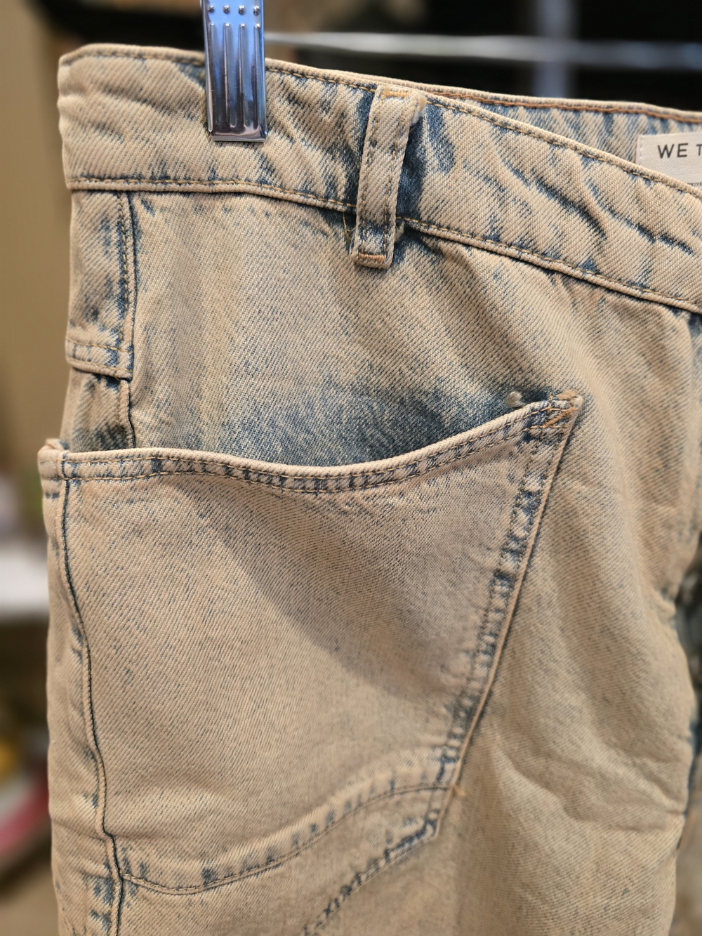 Free People Barrel Jeans Front Button Closure NWOT M, Dusty Blue Color - Picture 5 of 10